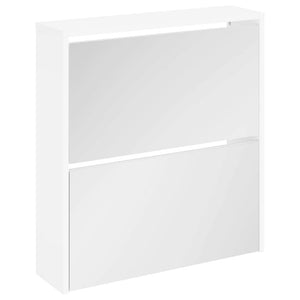 vidaXL Shoe Cabinet with 2 Compartments Mirror White 63x17x67 cm