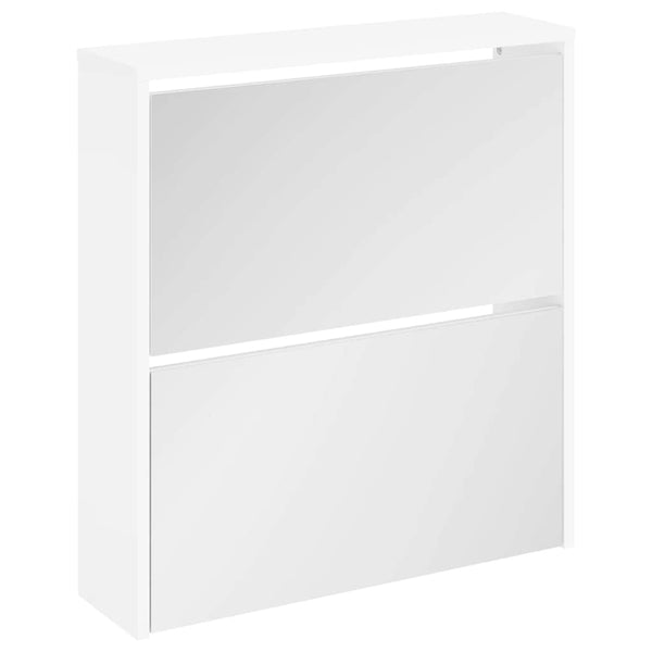 vidaXL Shoe Cabinet with 2 Compartments Mirror White 63x17x67 cm