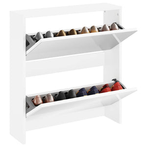 vidaXL Shoe Cabinet with 2 Compartments Mirror White 63x17x67 cm