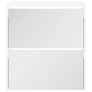vidaXL Shoe Cabinet with 2 Compartments Mirror White 63x17x67 cm