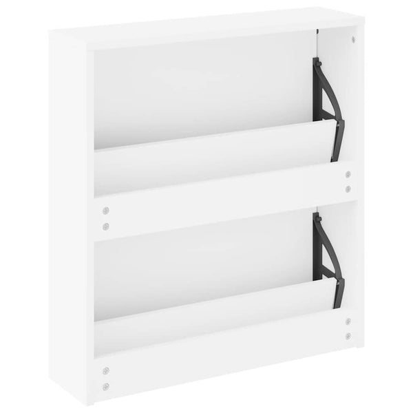 vidaXL Shoe Cabinet with 2 Compartments Mirror White 63x17x67 cm