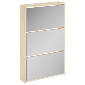 vidaXL Shoe Cabinet with 3 Compartments Mirror Oak Look 63x17x102.5 cm