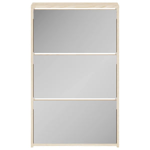 vidaXL Shoe Cabinet with 3 Compartments Mirror Oak Look 63x17x102.5 cm