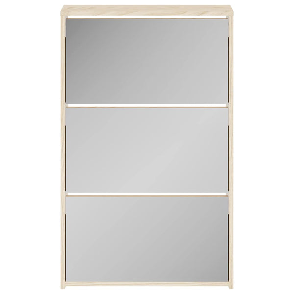 vidaXL Shoe Cabinet with 3 Compartments Mirror Oak Look 63x17x102.5 cm