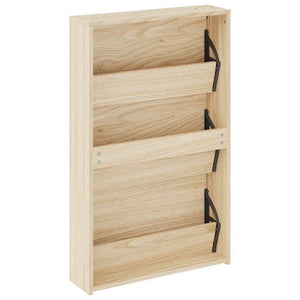 vidaXL Shoe Cabinet with 3 Compartments Mirror Oak Look 63x17x102.5 cm