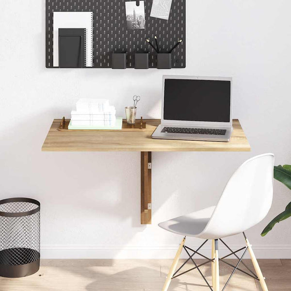 vidaXL Wall-Mounted Drop-Leaf Table Oak 100x60 cm