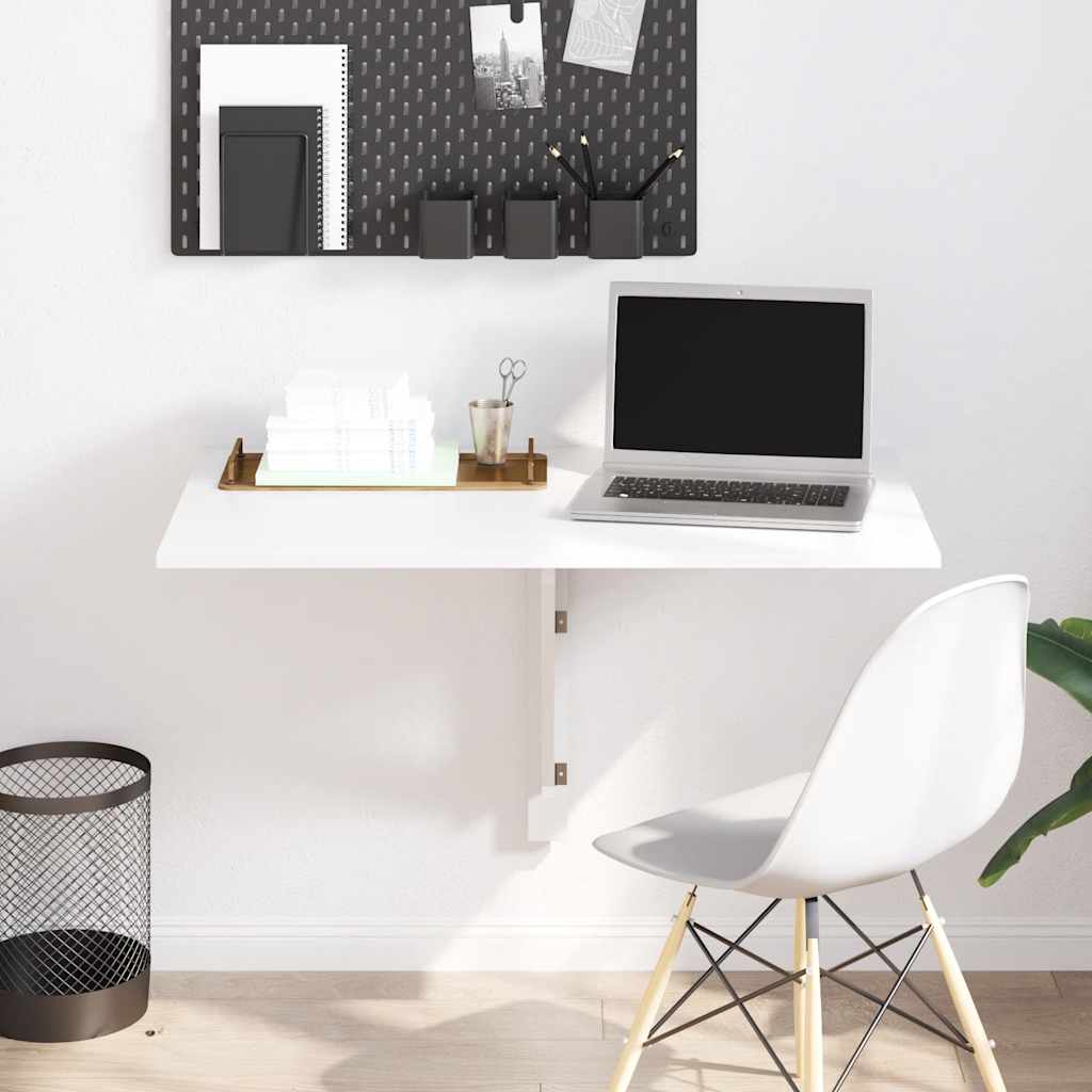 vidaXL Wall-Mounted Folding Table White 100x60 cm