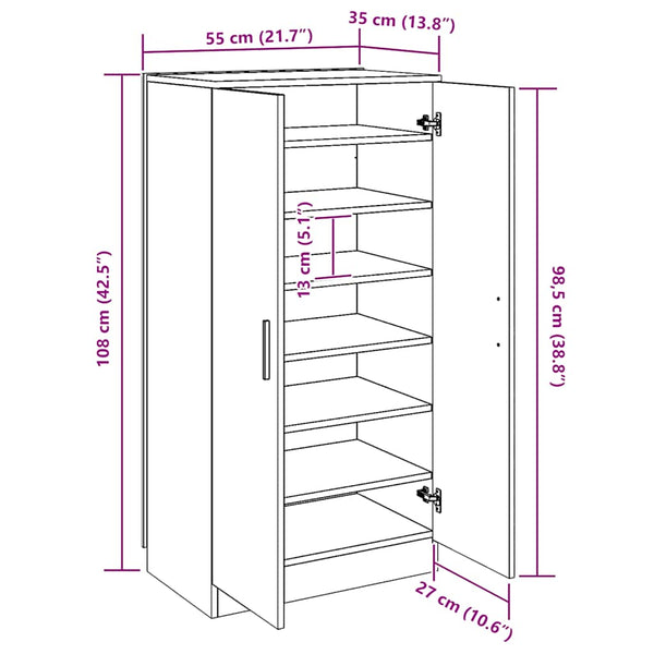 vidaXL Shoe Cabinet with 7 Compartments Oak Look