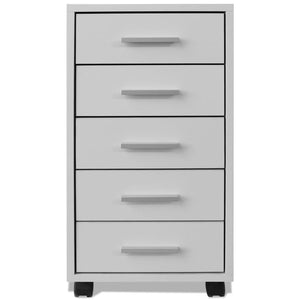 vidaXL Office Drawer Cabinet on Wheels 5 Drawers White