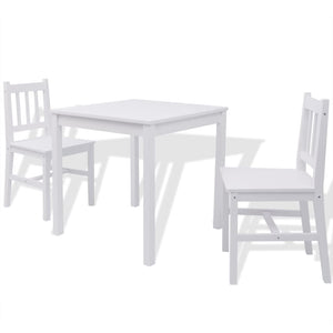 vidaXL 3-Piece Dining Set Pine Wood White