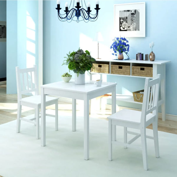 vidaXL 3-Piece Dining Set Pine Wood White