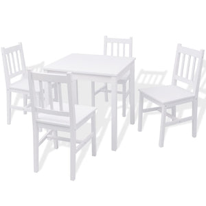 vidaXL Five-Piece Dining Table Set Pine Wood White