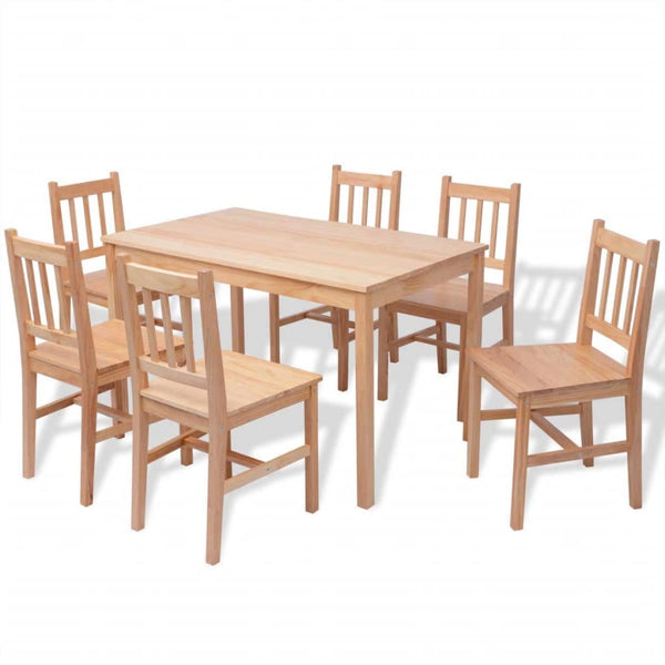 vidaXL Seven-Piece Dining Set Pine Wood