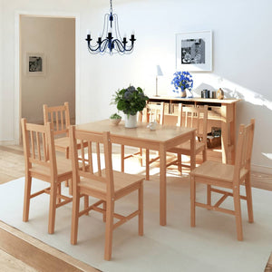 vidaXL Seven-Piece Dining Set Pine Wood