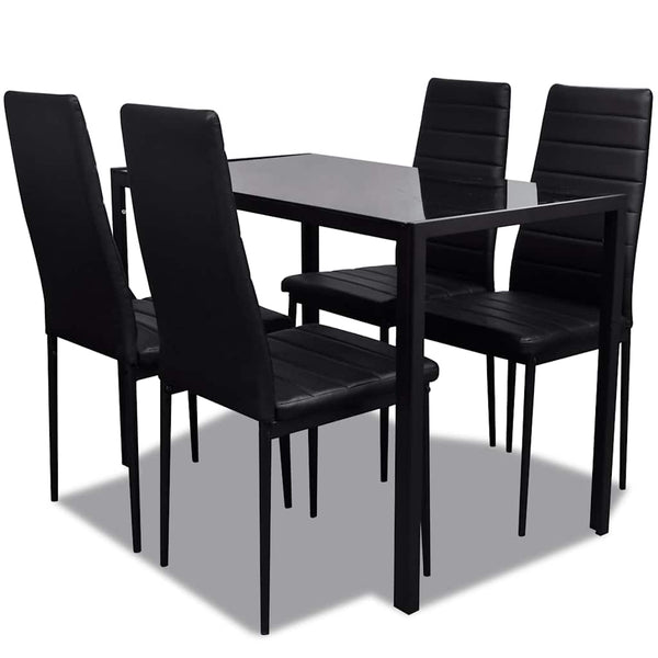 vidaXL 5-Piece Dining Set Black