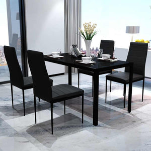 vidaXL 5-Piece Dining Set Black