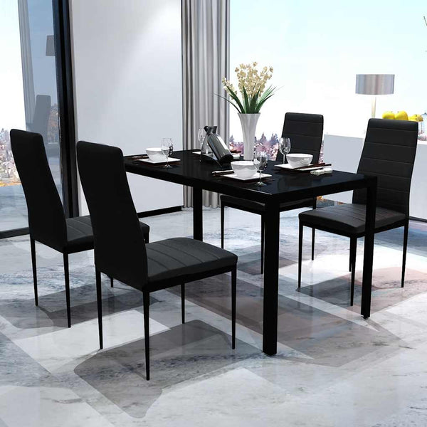 vidaXL 5-Piece Dining Set Black