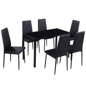 vidaXL 7-Piece Dining Set Black
