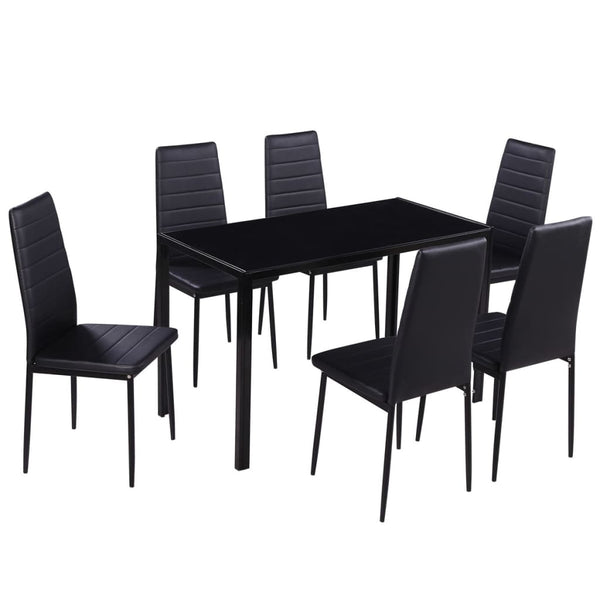 vidaXL 7-Piece Dining Set Black