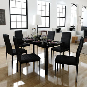 vidaXL 7-Piece Dining Set Black