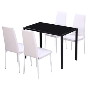 vidaXL 5-Piece Dining Set Black and White