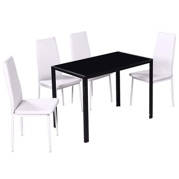 vidaXL 5-Piece Dining Set Black and White