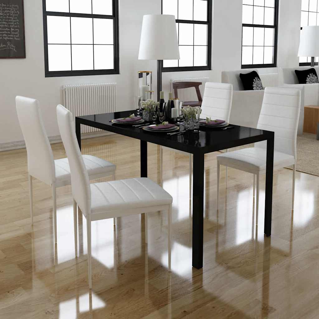vidaXL 5-Piece Dining Set Black and White