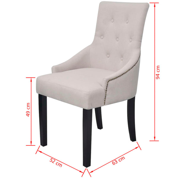vidaXL Dining Chairs 6 pcs Cream Grey Fabric