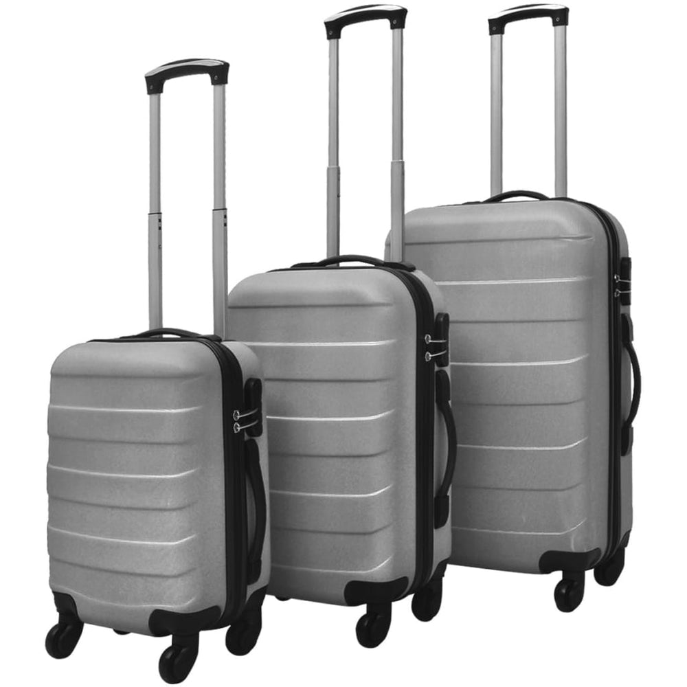 vidaXL 3-Piece Hard-Sided Luggage Set Silver 45.5/55/66 cm