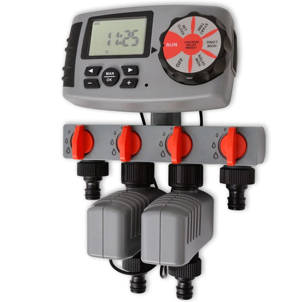 vidaXL Automatic Irrigation Timer with 4 Zones 3 V