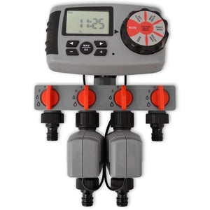 vidaXL Automatic Irrigation Timer with 4 Zones 3 V