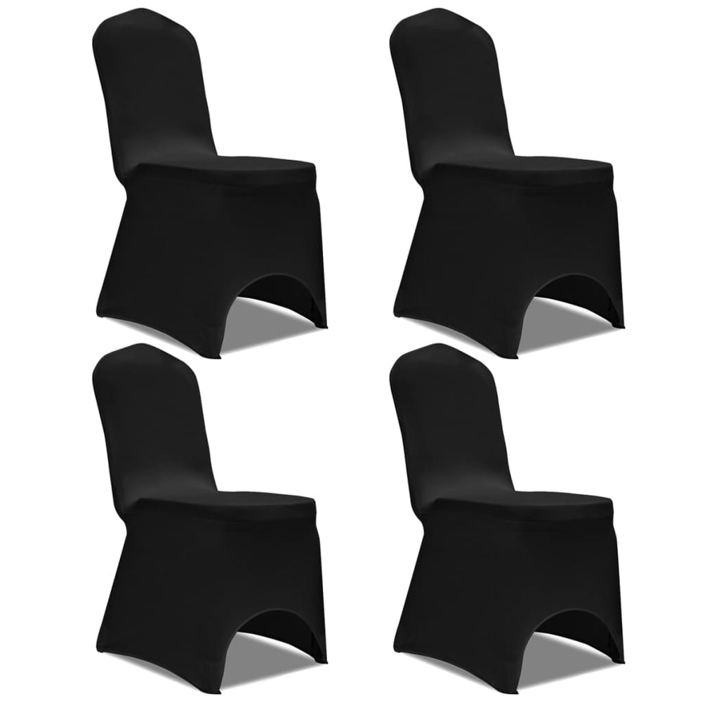 vidaXL Stretch Chair Cover 4 Pieces Black