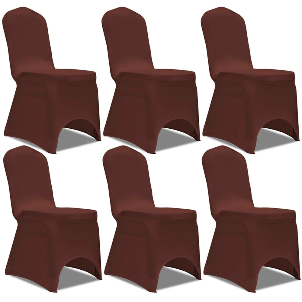 vidaXL Stretch Chair Cover 6 Pieces Brown