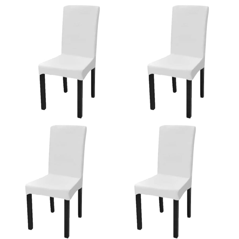 vidaXL Stretch Chair Covers Straight 4 pcs White