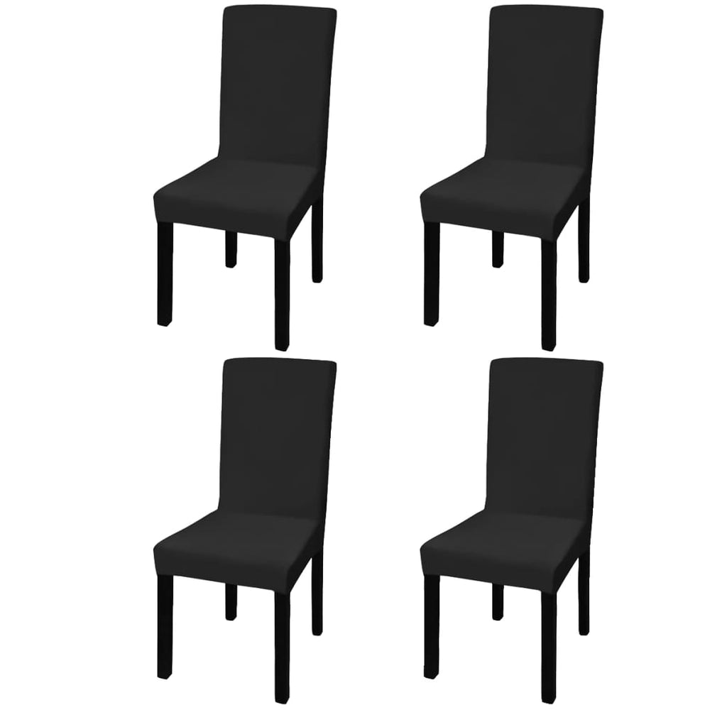 vidaXL Stretch Chair Covers Straight 4 pcs. Black