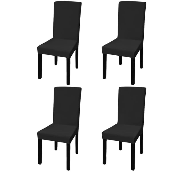 vidaXL Stretch Chair Covers Straight 4 pcs. Black