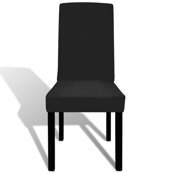vidaXL Stretch Chair Covers Straight 4 pcs. Black