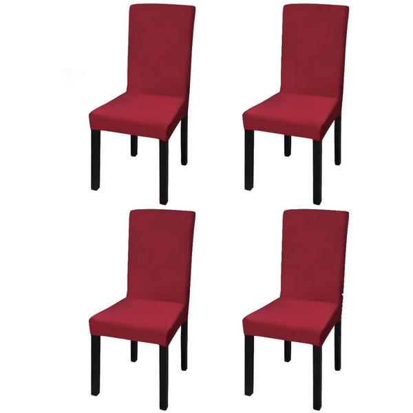 vidaXL Stretch Chair Covers Straight 4 pcs. Burgundy