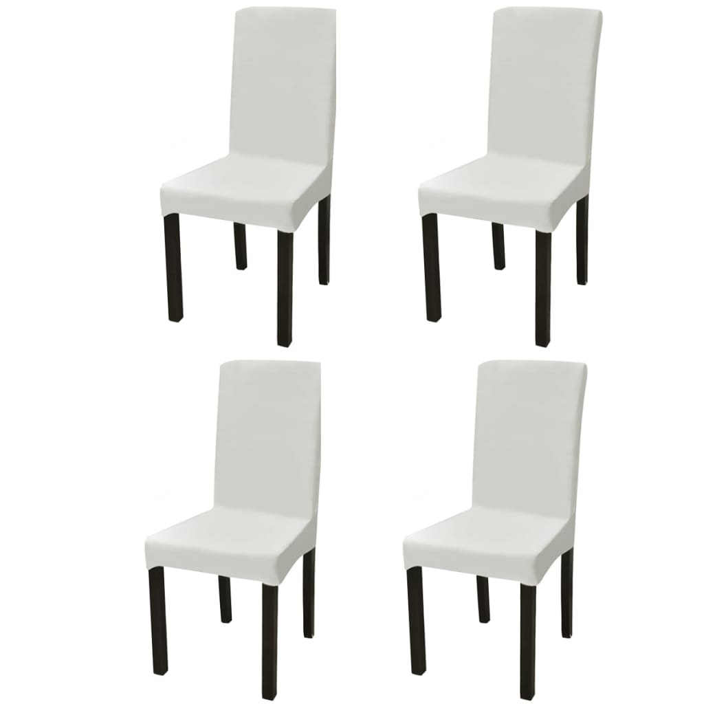 vidaXL Stretch Chair Covers Straight 4 pcs Cream