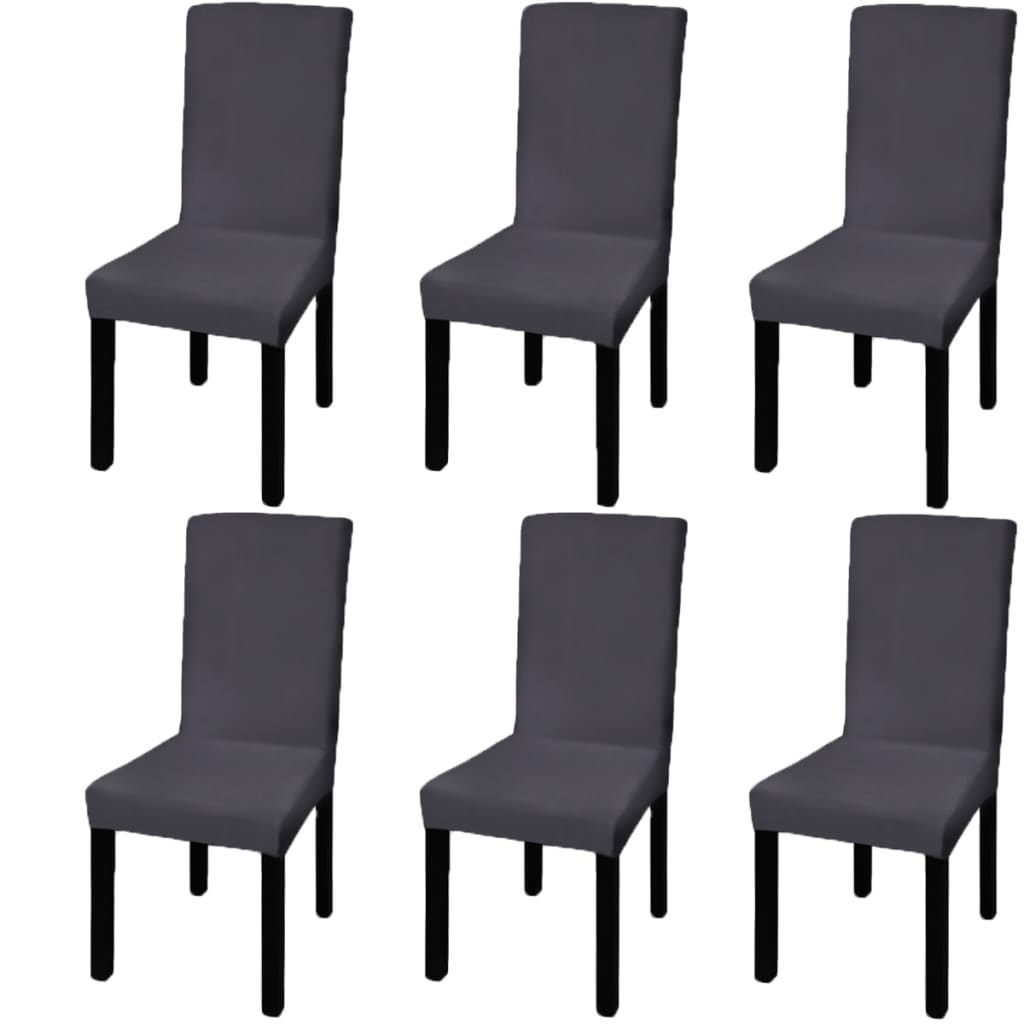 vidaXL Stretch Chair Covers Straight 6 pcs. Anthracite