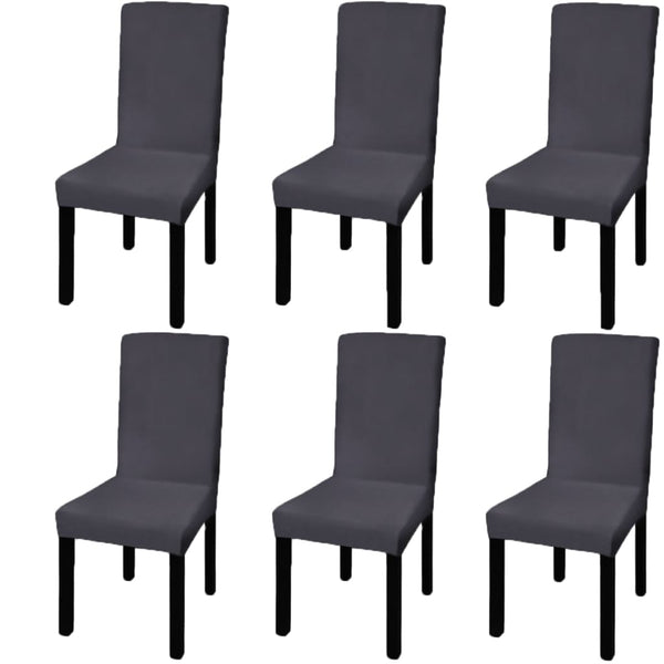 vidaXL Stretch Chair Covers Straight 6 pcs. Anthracite