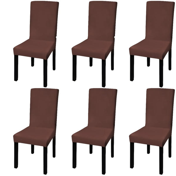 vidaXL Stretch Chair Covers Straight 6 pcs Brown