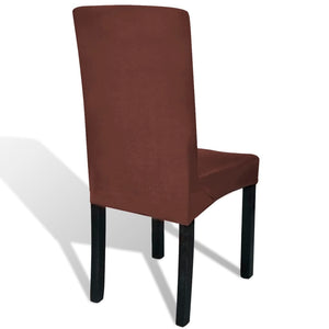 vidaXL Stretch Chair Covers Straight 6 pcs Brown