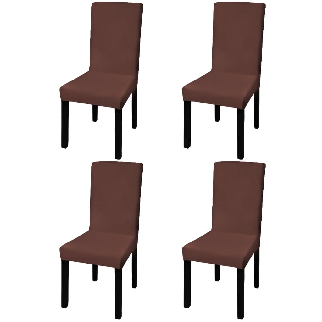 vidaXL Stretch Chair Covers Straight 4 pcs Brown