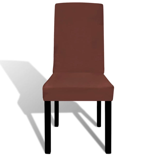vidaXL Stretch Chair Covers Straight 4 pcs Brown