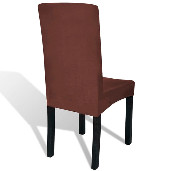 vidaXL Stretch Chair Covers Straight 4 pcs Brown