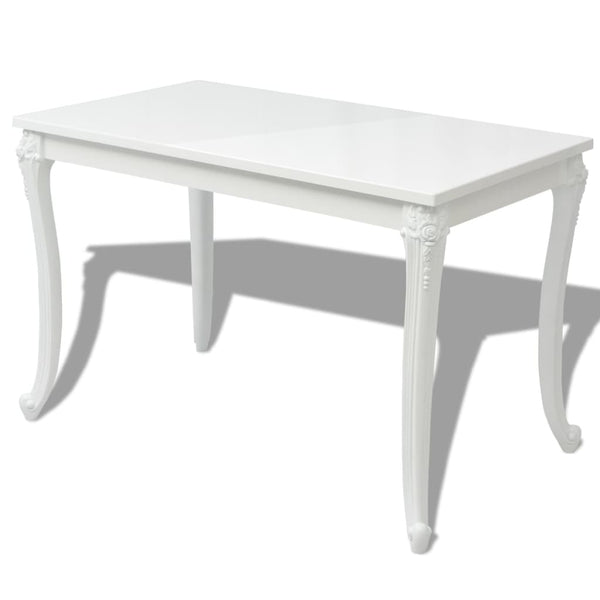 vidaXL Dining Table 116 x 66 x 76 cm High Gloss White