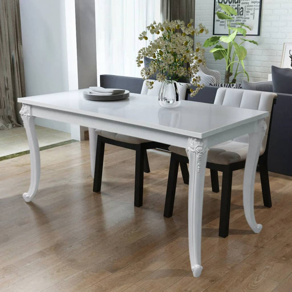 vidaXL Dining Table 116 x 66 x 76 cm High Gloss White