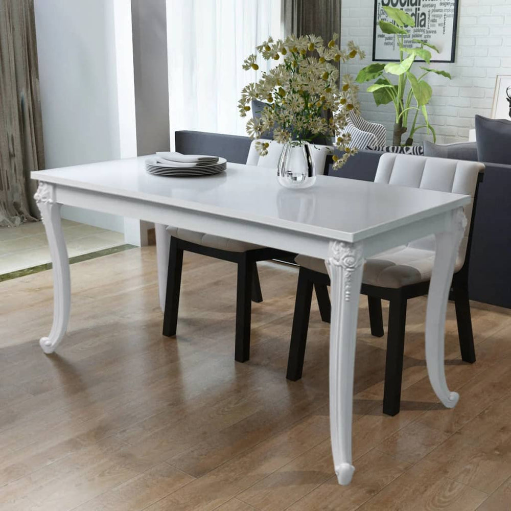 vidaXL Dining Table 116 x 66 x 76 cm High Gloss White