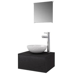 vidaXL 4-Piece Bathroom Furniture Set with Sink and Faucet Black